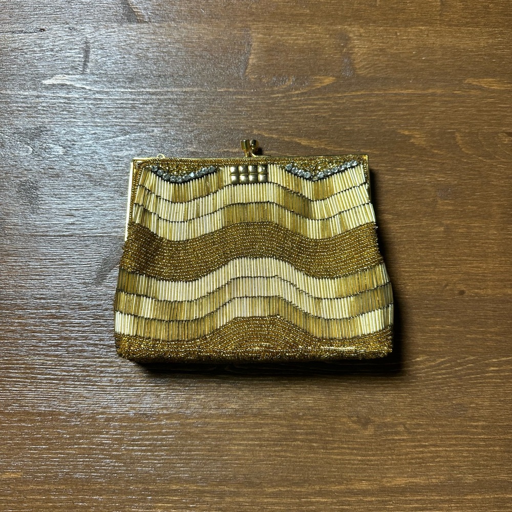 Bags by Laura Gold and Silver Beaded Clutch